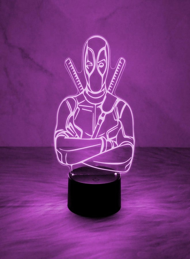GIFTMEBAZAR 3D Illusion Marvel Hero Deadpool852 Acrylic Desk Table Night Lamp | Avengers Home Decor Light | Kids Room Decor Lamp | Birthday Gift for Avengers Lover (Multicolored Light) - Image 3